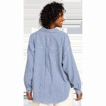 Roxy MORNING TIME WASHED SHIRT IN INFINITY BLUE