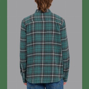 Volcom CADEN PLAID SHIRT IN SEA GREEN