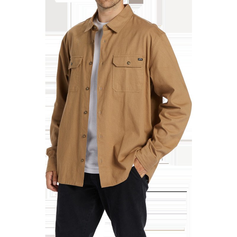 Zeledon Solid Flannel Shirt in Gravel