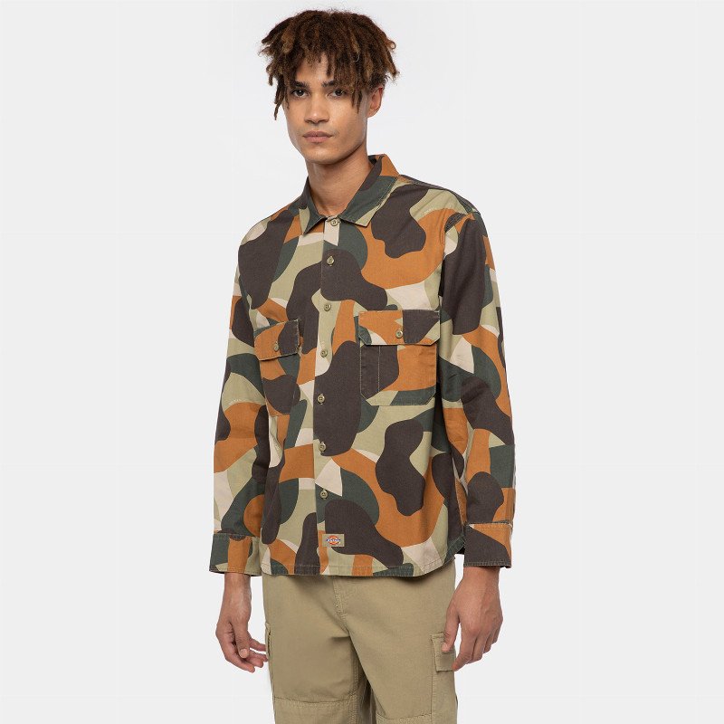 Dickies Camo Canvas Work Shirt Man Military Green 