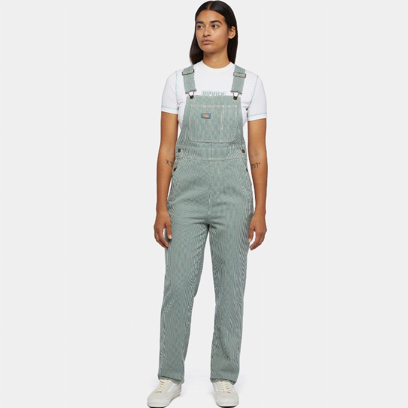 Dickies Denim Classic Hickory Stripe Bib Woman Lincoln Green 