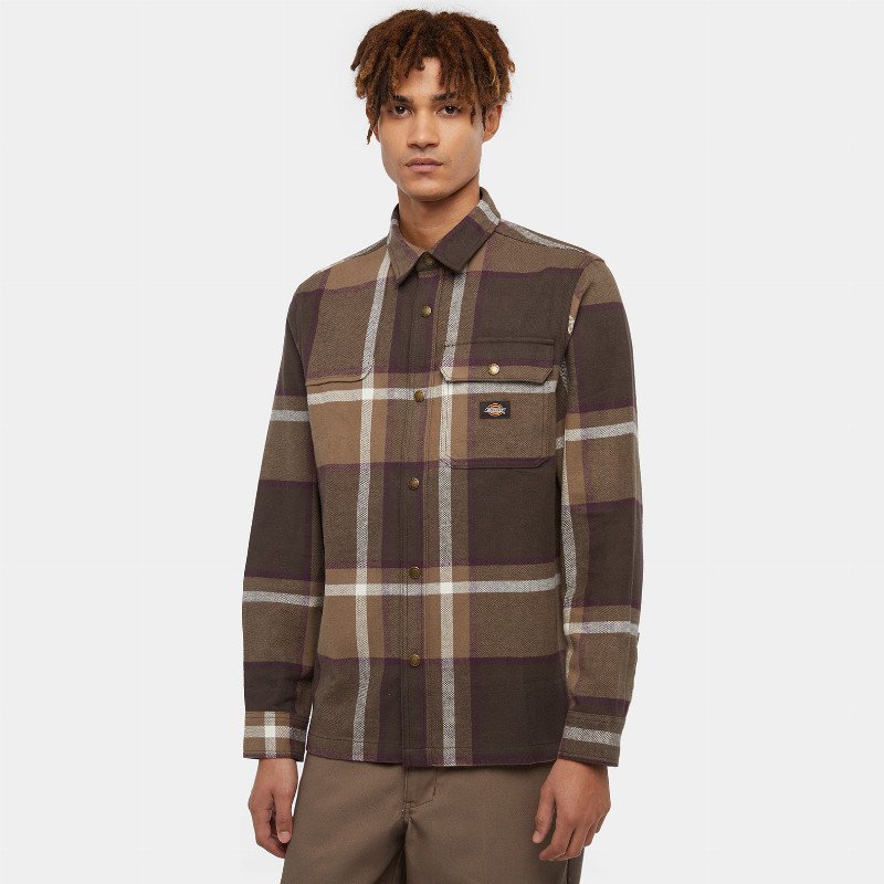 Dickies Nimmons Long Sleeve Shirt Man Dark Brown 