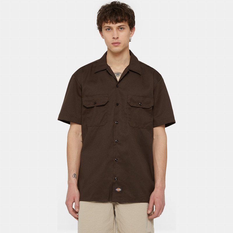 Dickies Short Sleeve Work Shirt Man Dark Brown 