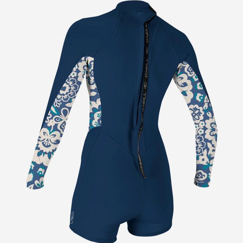 Bahia 2/1mm Back Zip Spring Wetsuit in French Nacy & Crisp Floral