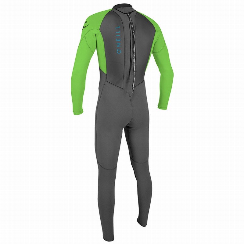 Boys Reactor-2 3/2mm Back Zip Wetsuit in Graphite & DayGlo