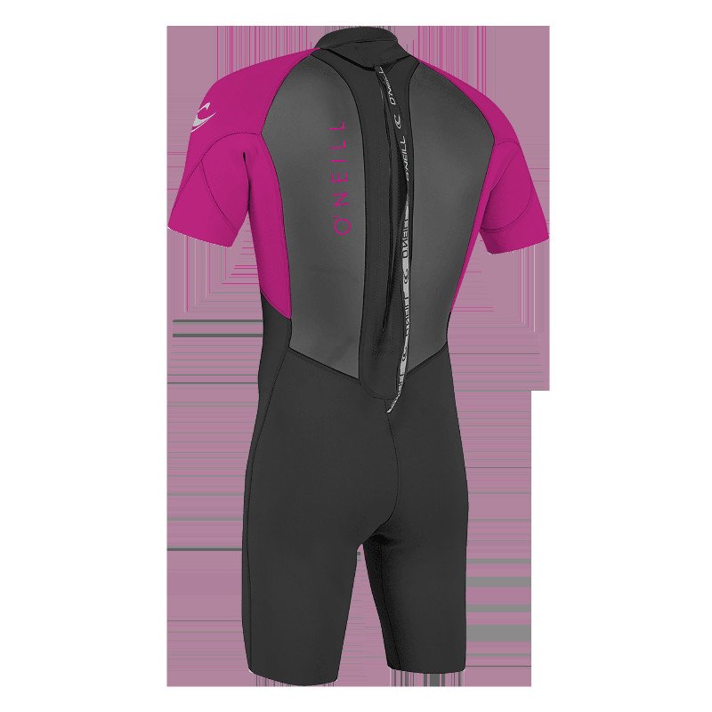 Girls Reactor-2 2mm Back Zip Shorty Wetsuit in Black & Berry