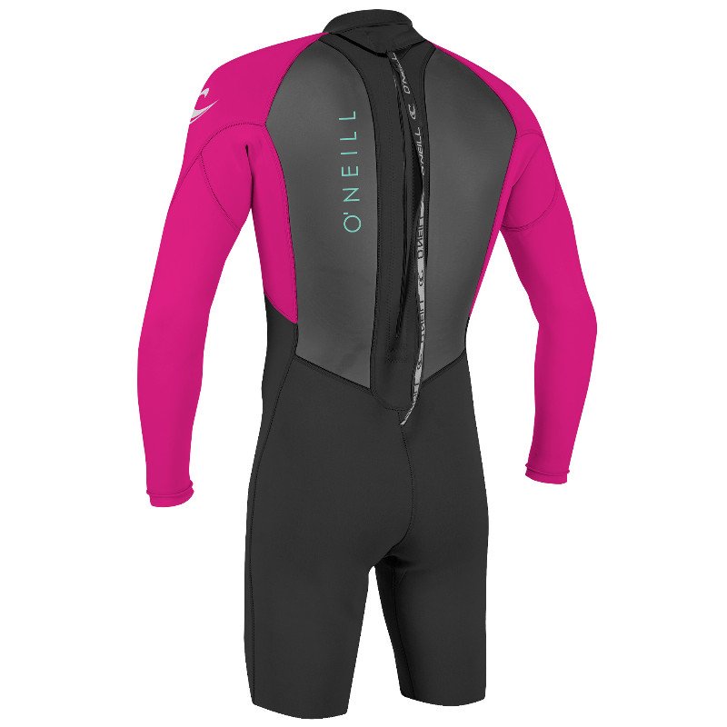 Girls Reactor-2 2mm Back Zip Spring Wetsuit in Black & Berry