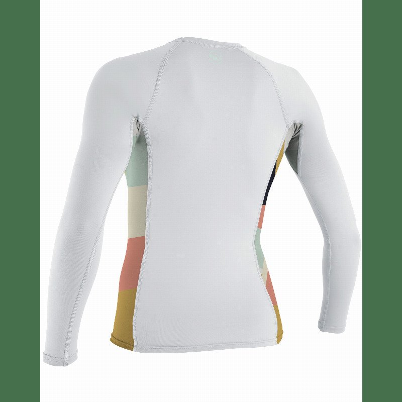 Side Print Long Sleeved Rash Vest in White & Jasmine