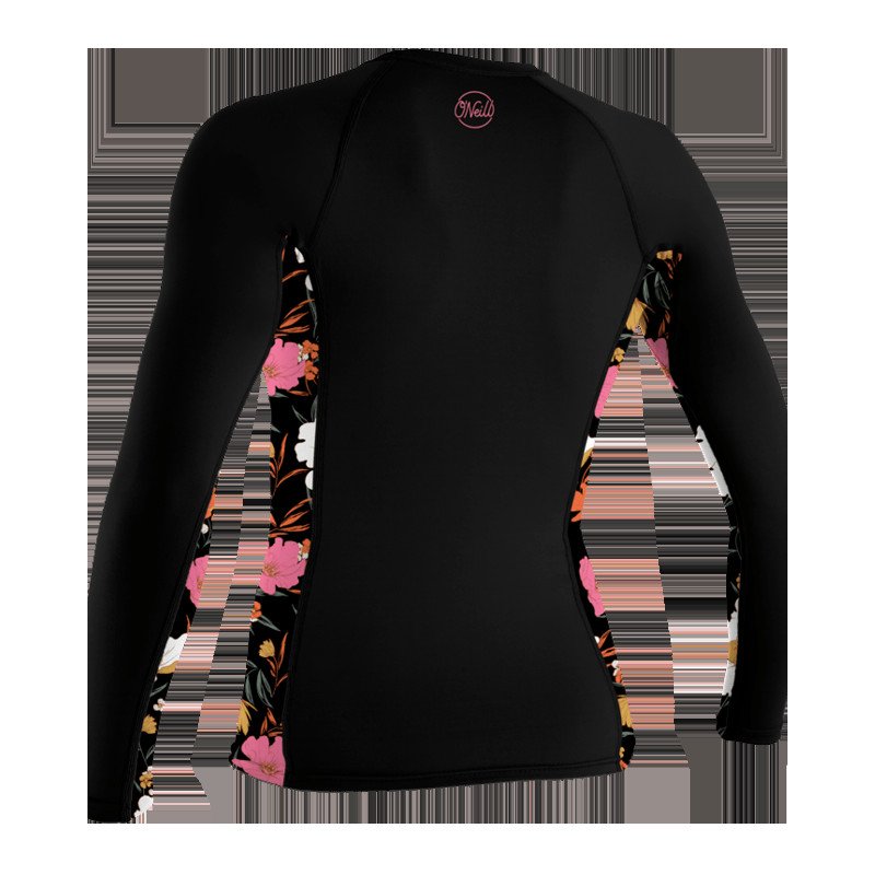 Sideprint Long Sleeve Rash Vest in Black & Bluemchen