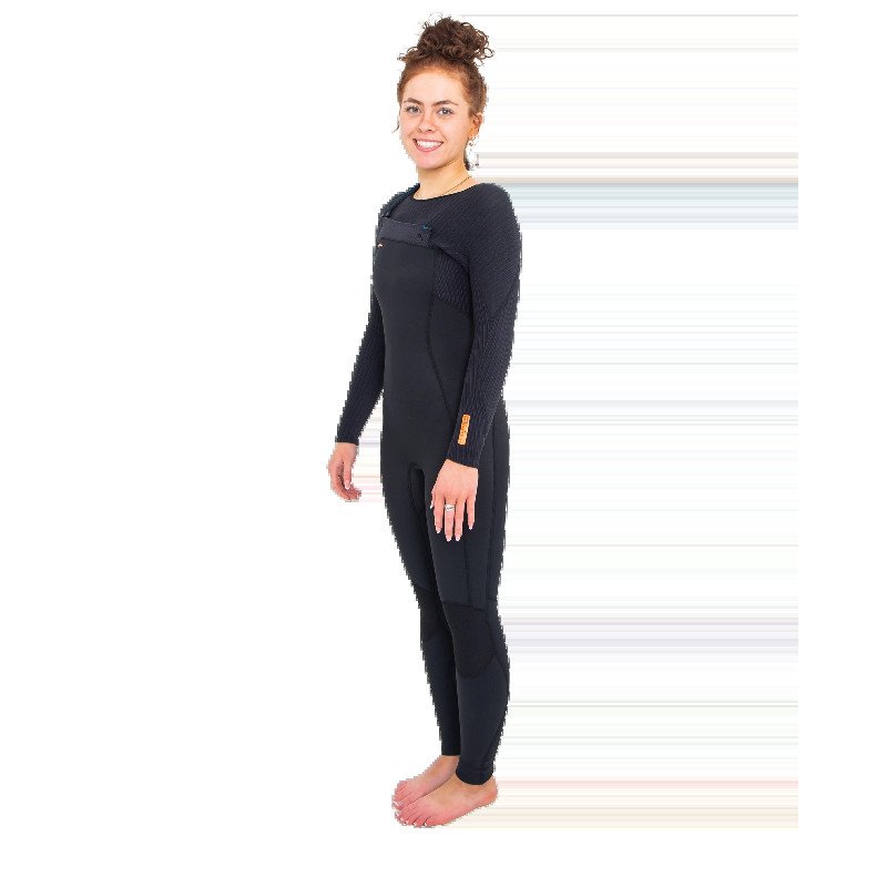 Womens HyperFreak 5/4mm+ Hooded Chest Zip Wetsuit in Black