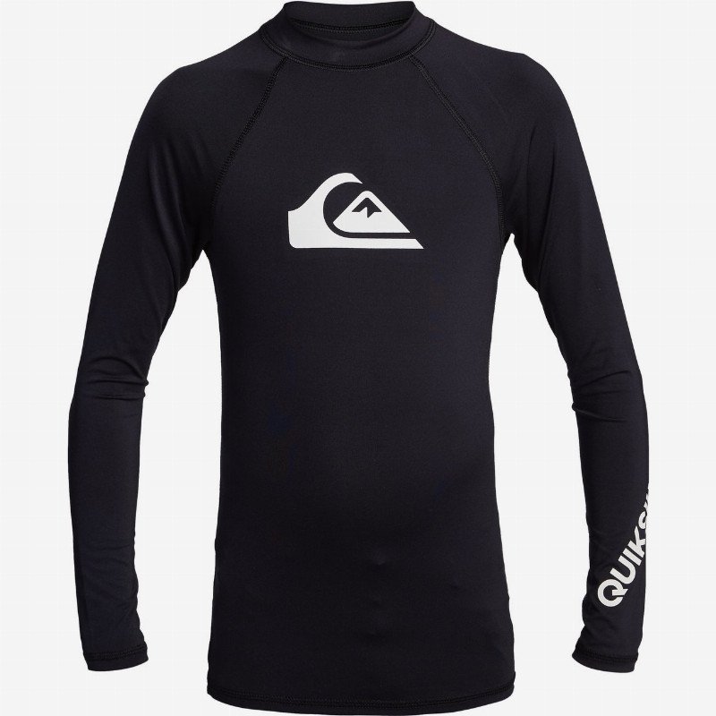 All Time - Long Sleeve UPF 50 Rash Vest for Boys 8-16 - Black - Quiksilver