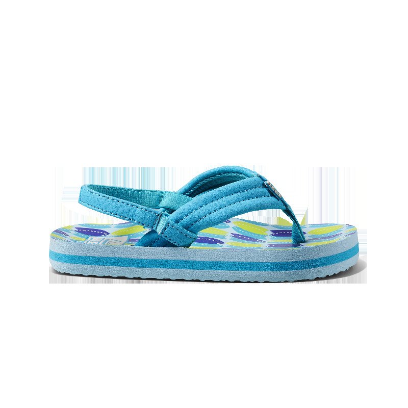 Boys Little Ahi Flip Flops in Blue Fish