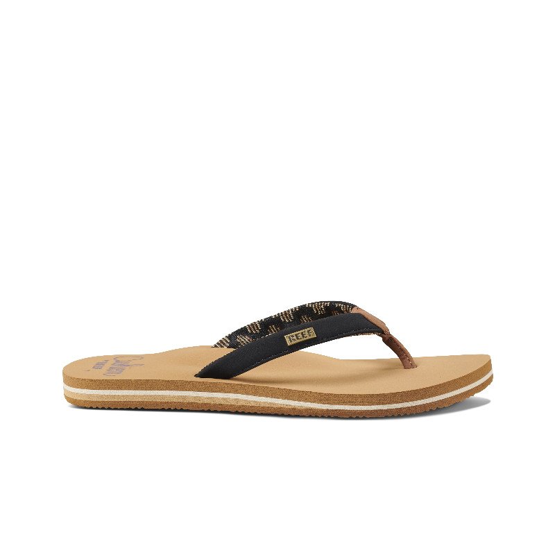 Cushion Sands Flip Flops in Black & Tan