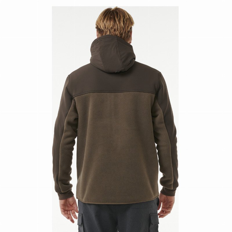 Anti-Series Search Hooded Zip Fleece Jacket in Rock