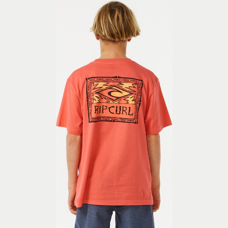 Boys Lost Islands Logo T-Shirt in Hot Coral