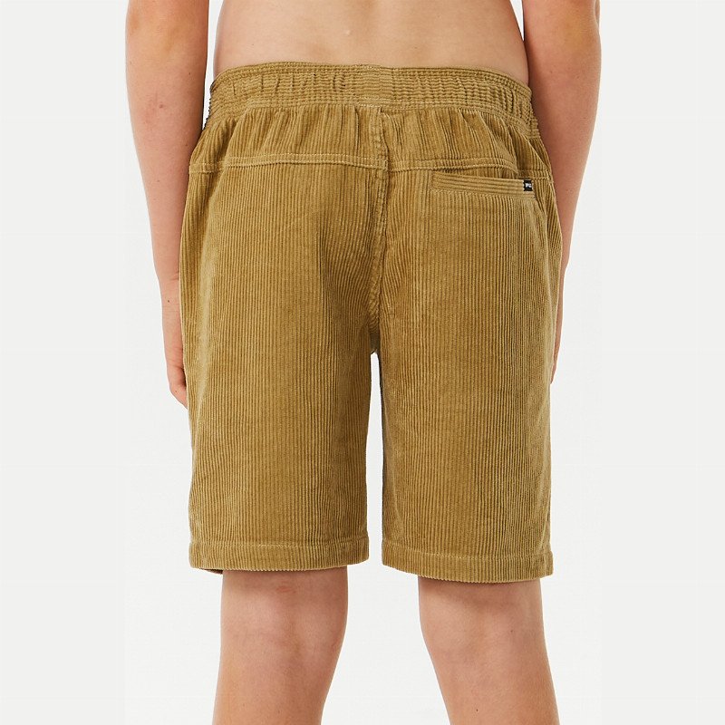 Boys Surf Cord Volley Shorts in Dark Khaki