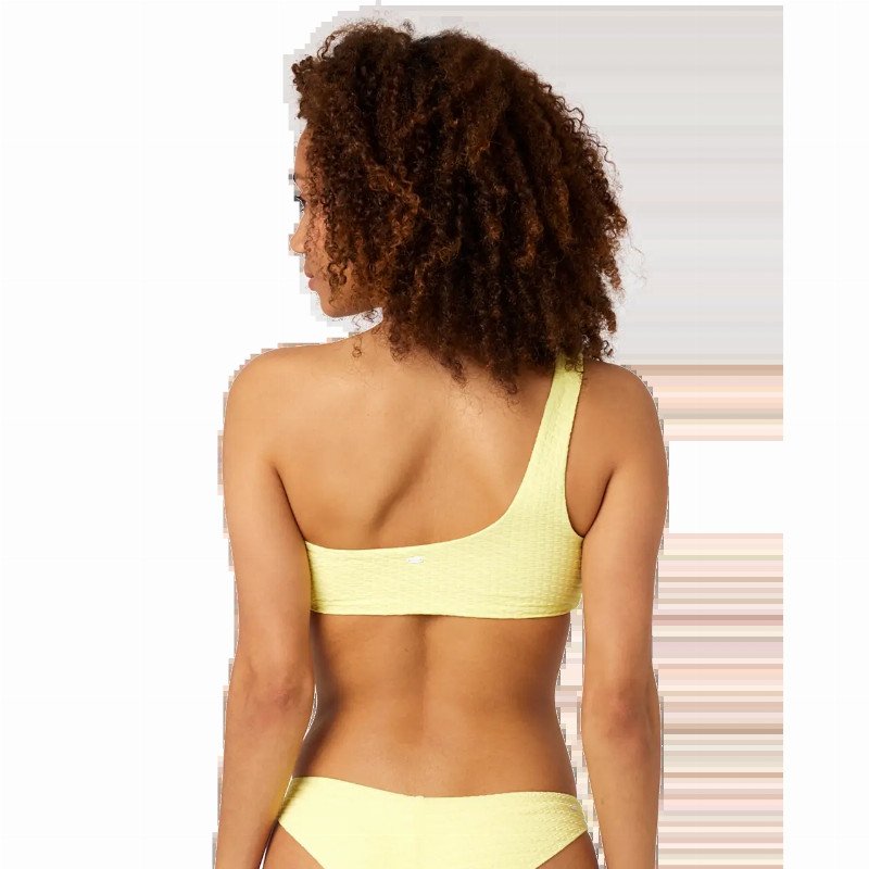 Custom Rib One Strap Bikini Top in Light Yellow