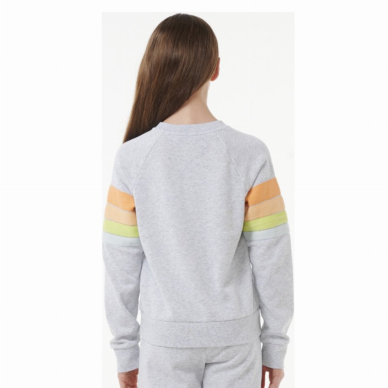 Girls High Tide Surf Sweatshirt in Light Grey Heather