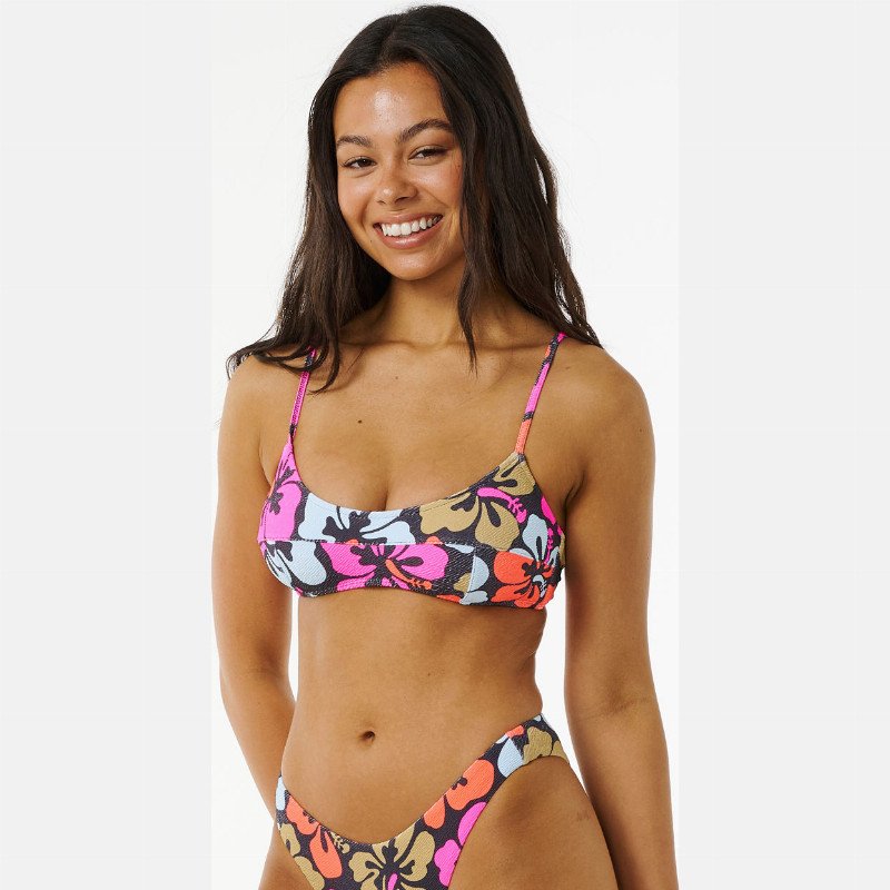 Hibiscus Heat Crop Bikini Top in Multi