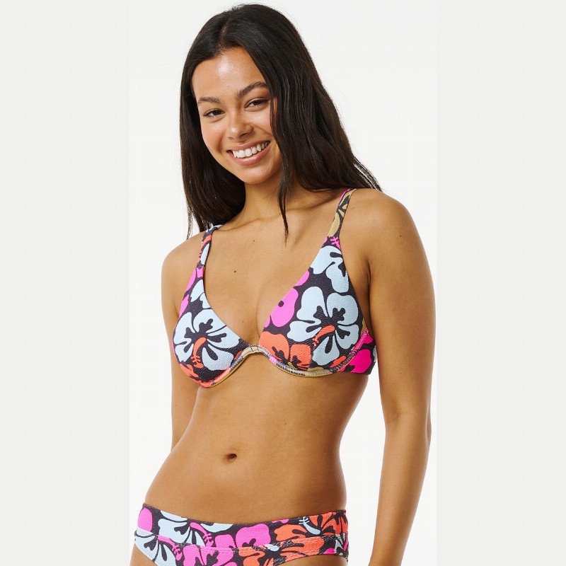 Hibiscus Heat D-DD Cup Balconette Bikini Top in Multi