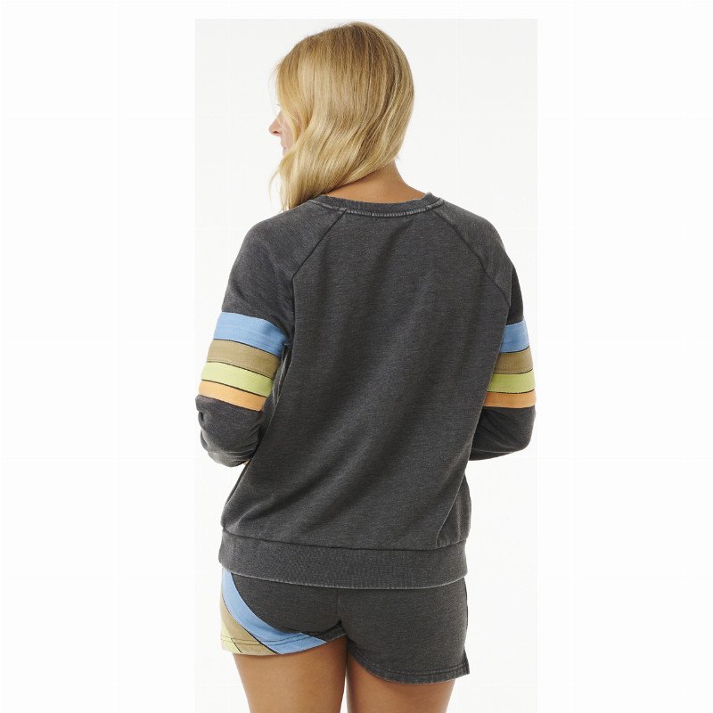 High Tide Surf Raglan Sweatshirt in Washed Black