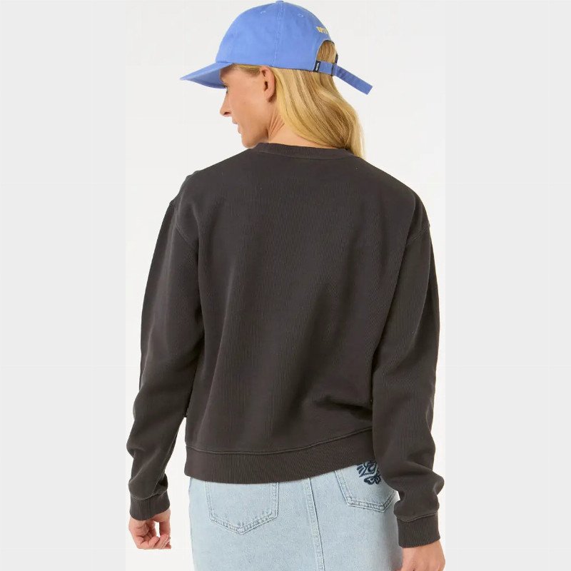 Luna Relaxed Crew Sweatshirt in Washed Black