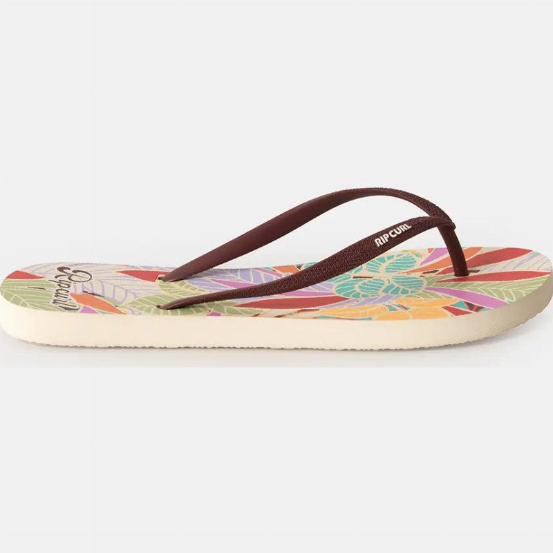 Mixed Bloom Open Toe Flip Flops in Dark Chocolate