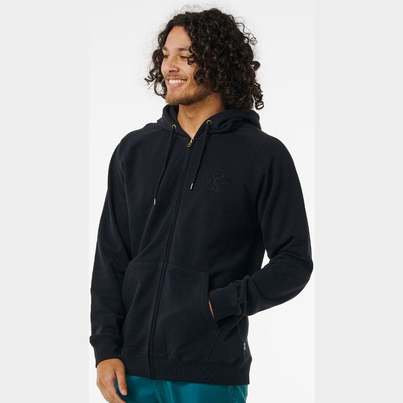 Searchers Zip Thru Hoodie in Black