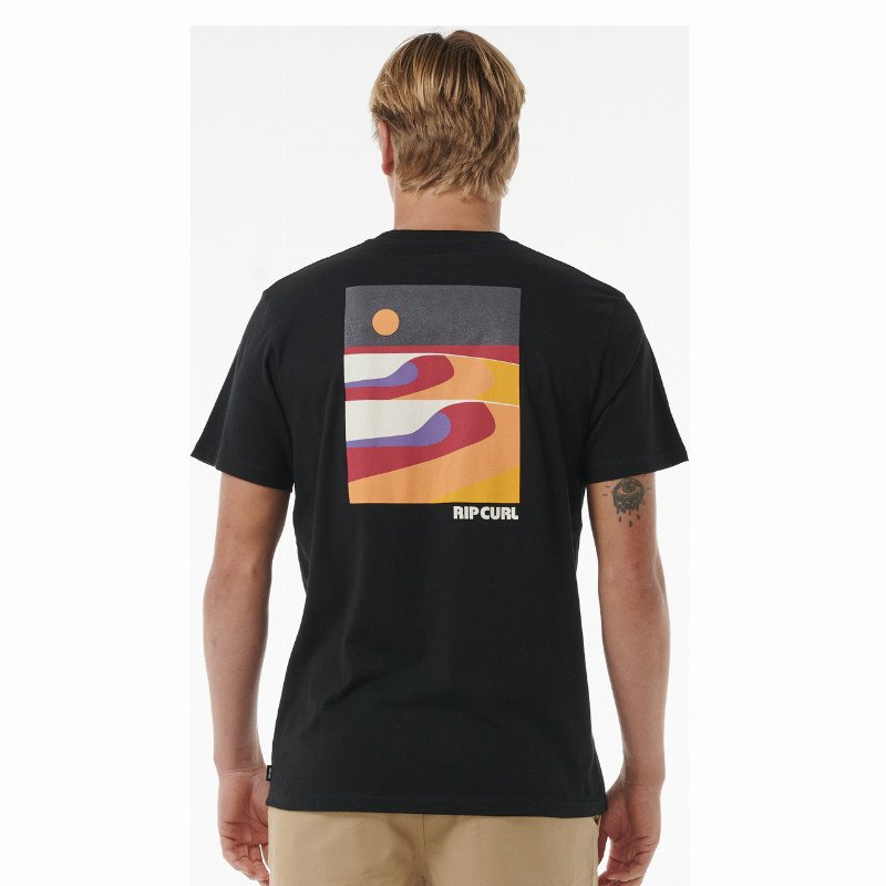 Surf Revival Lined Up T-Shirt in Black