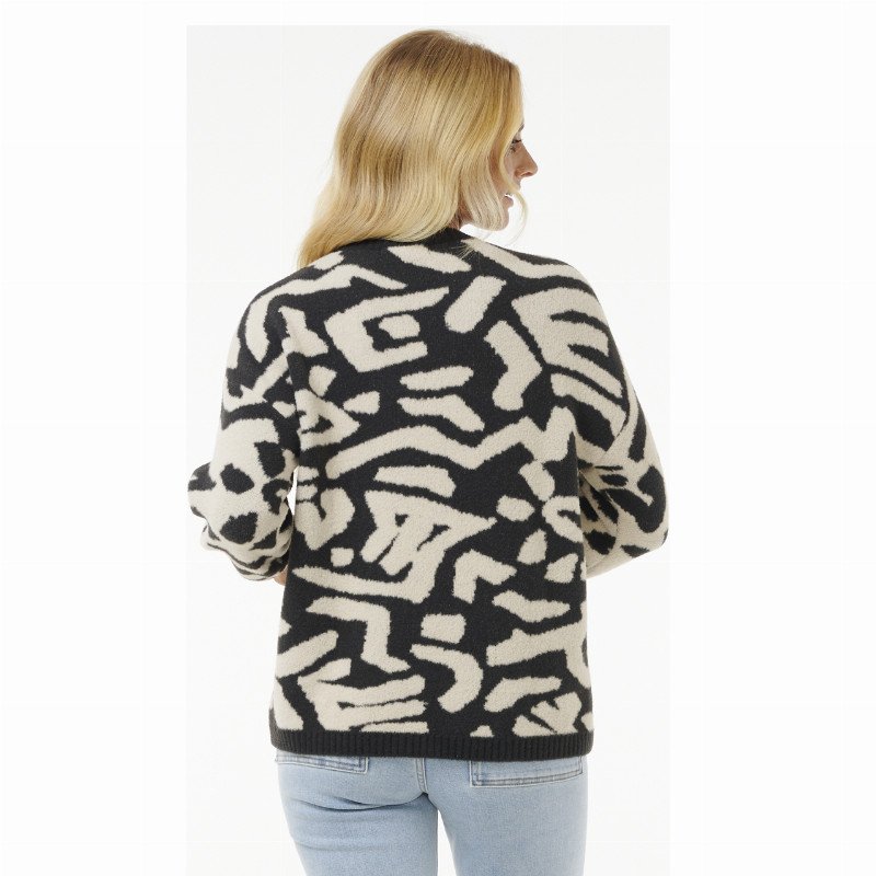 The Search Jacquard Jumper in Black & White