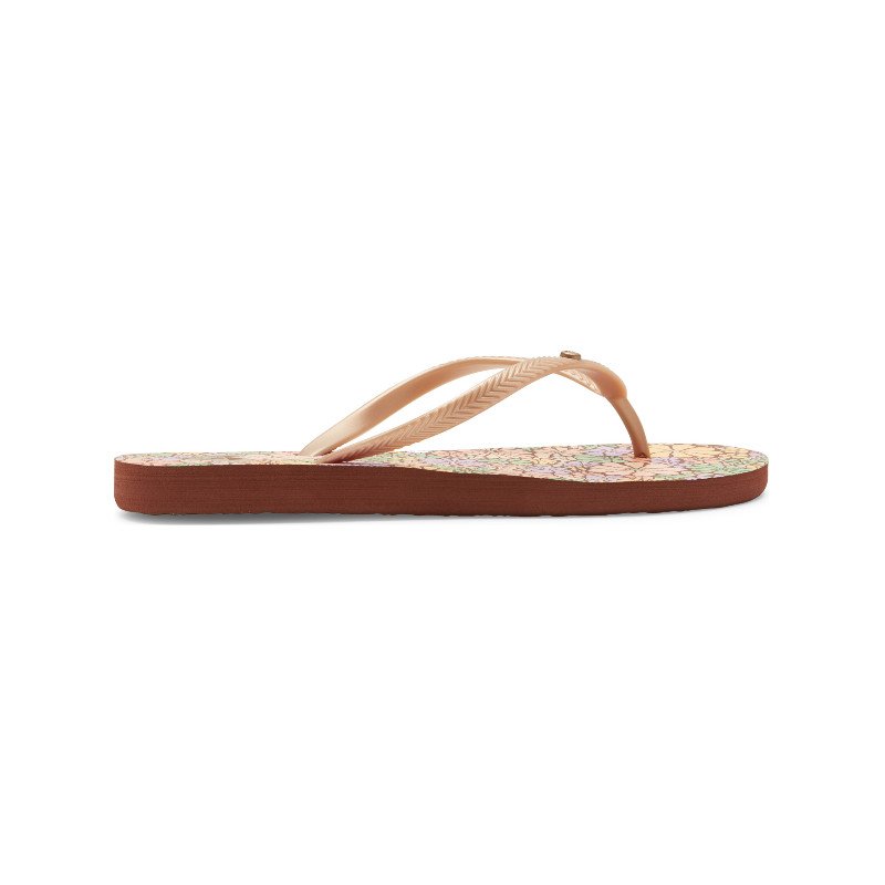 Bermuda Print Flip Flops in Brown Combo