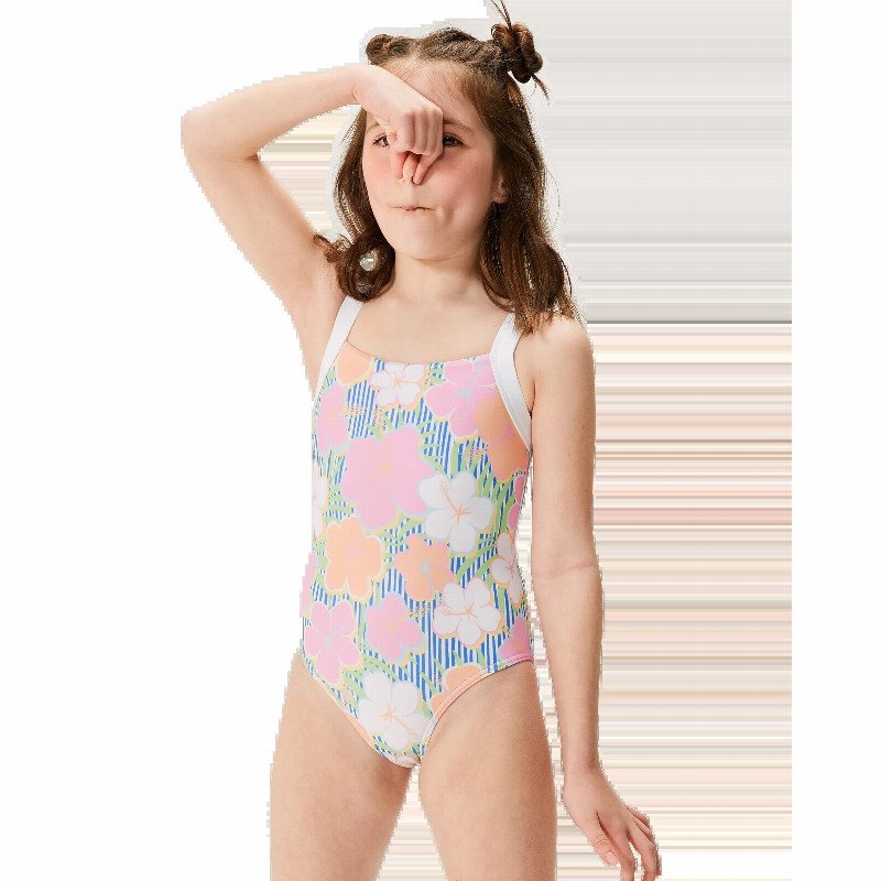 Girls Tiny Flower Swimsuit in Ultramarine & Teenie Flower