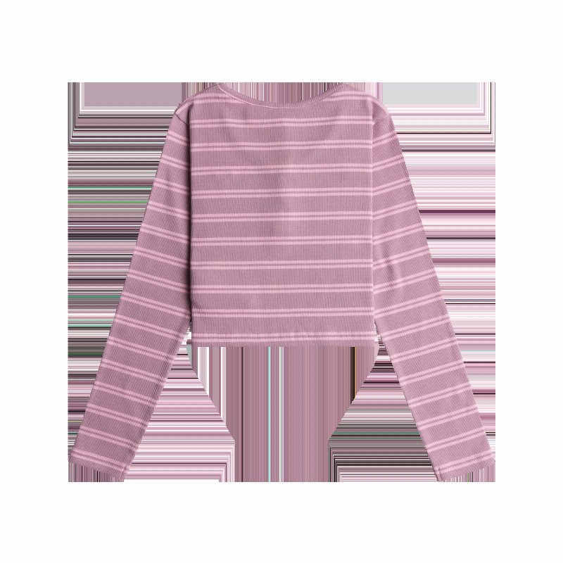 Girls Violet Chemistry T-Shirt in Mauve Orchid Stripy Stipe