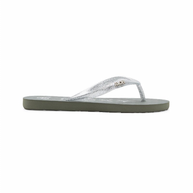 Girls Viva Sparkle Flip Flops in Cloudy Grey