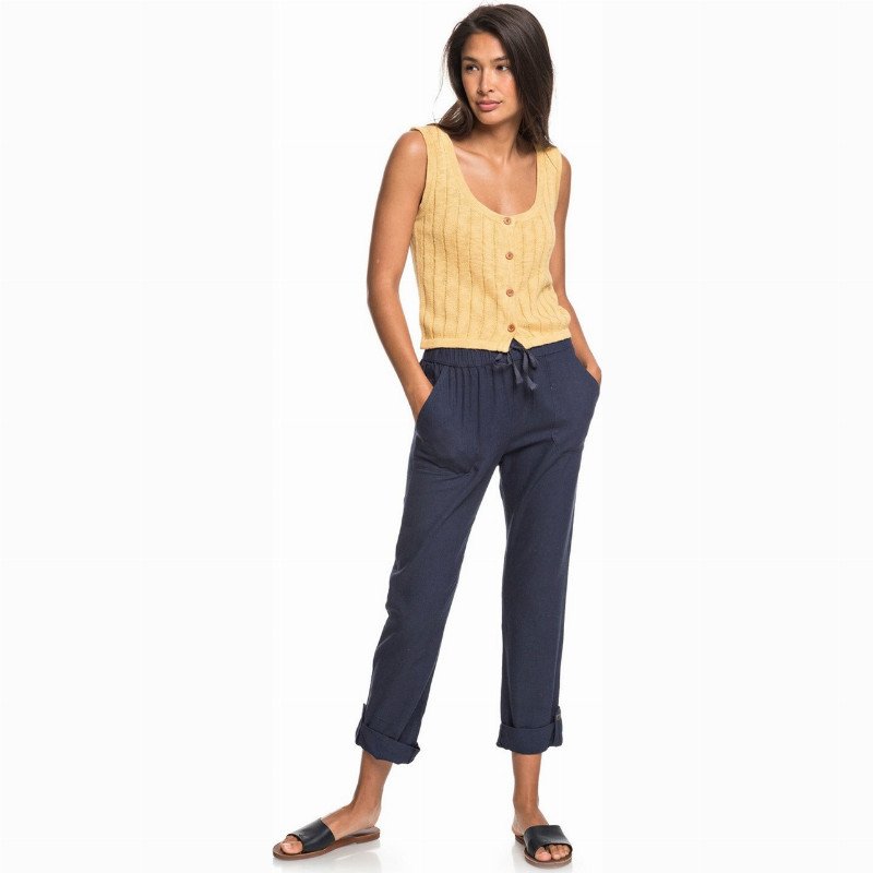 Roxy WOMEN'S ON THE SEASHORE ELASTICATED LINEN TROUSERS