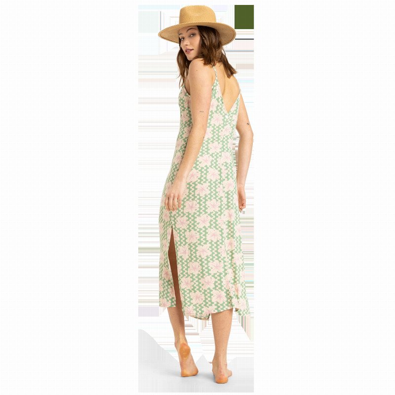 Stay Sunny Slip Dress in Basil Party Waves