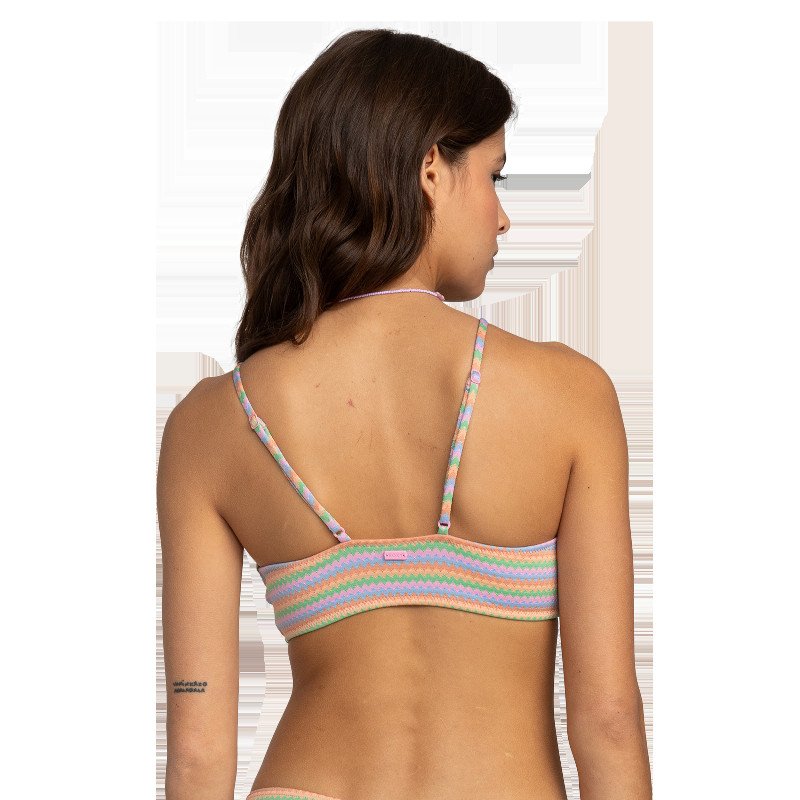 Wavy Stripe Bralette Bikini Top in Papaya