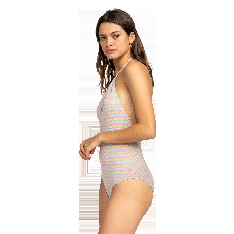 Wavy Stripe Swimsuit in Papaya