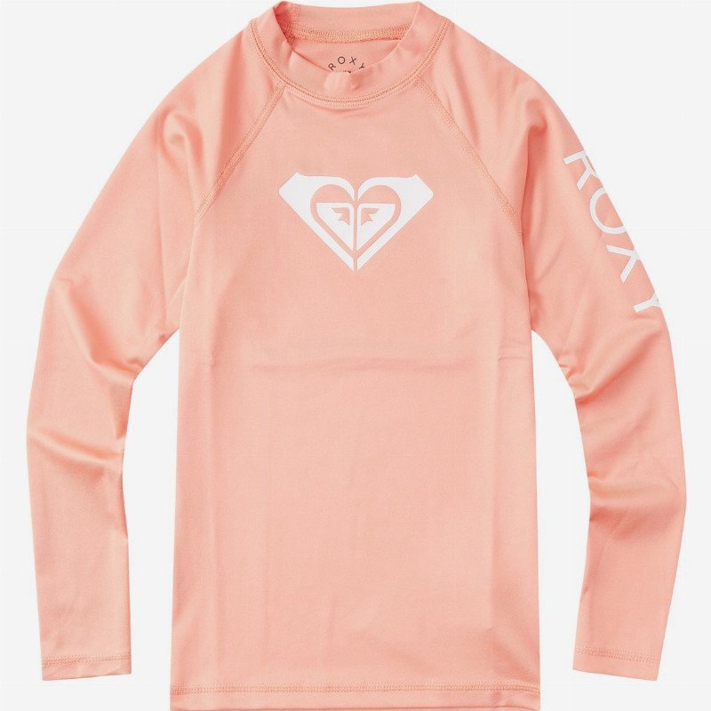 Whole Hearted - Long Sleeve UPF 50 Rash Vest for Girls 8-16 - Pink - Roxy