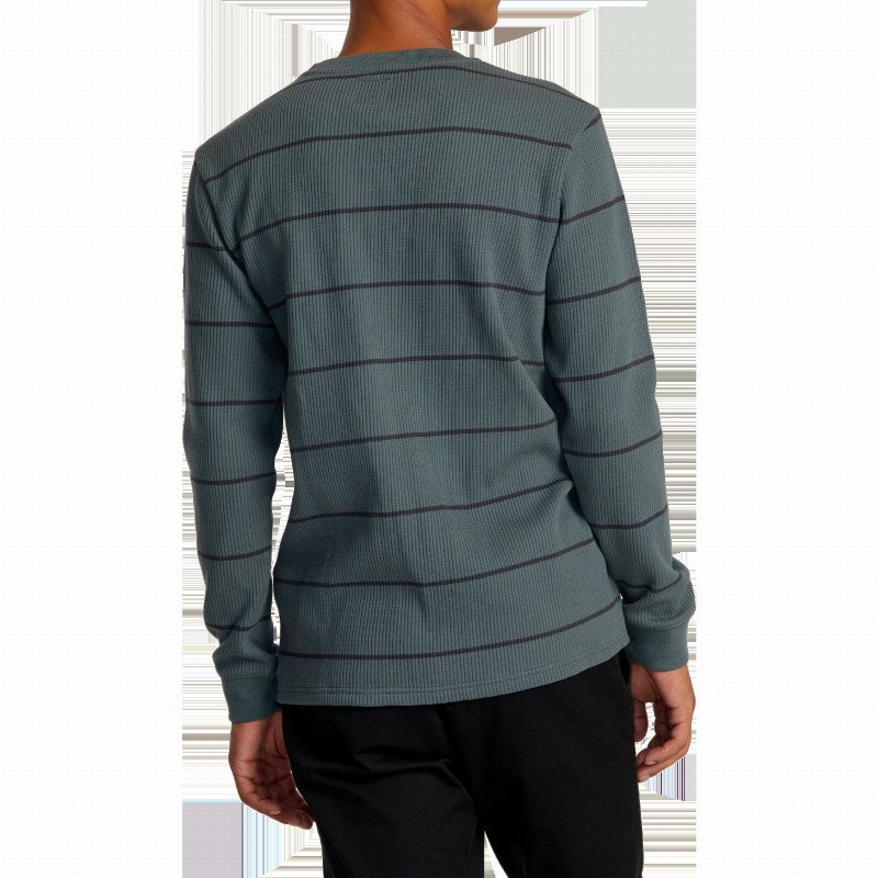 Day Shift Thermal Stripe T-Shirt in Balsam Green