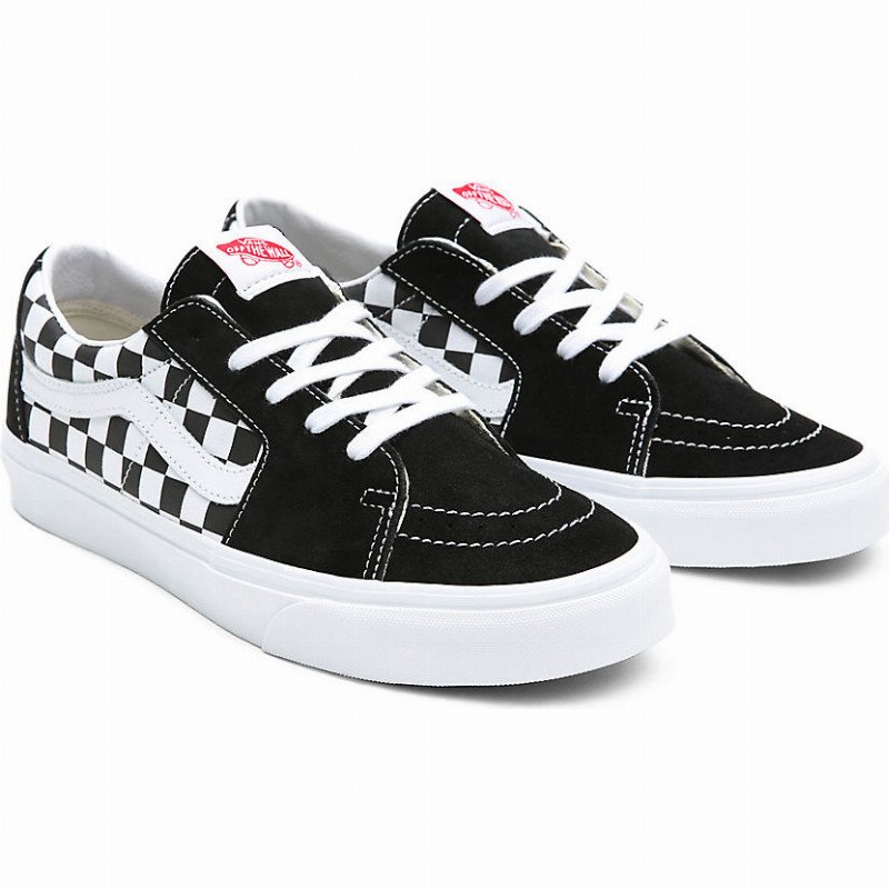 VANS Canvas/suede Sk8-low Shoes ((canvas/suede) Black/checkerboard) Men,women Black, Size 12