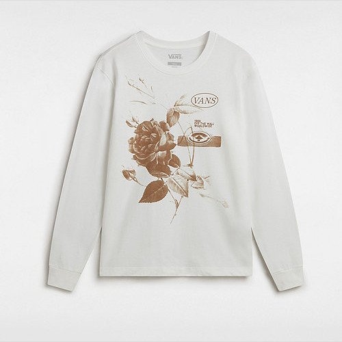 VANS Damask Long Sleeve T-shirt (marshmallow) Women White, Size XXS