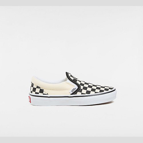 VANS Kids Checkerboard Classic Slip-on Shoes (4-8 Years) ((checkerboard)) Kids White, Size 13