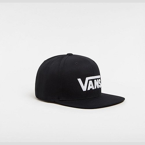 VANS Kids Drop V Snapback Hat (8-14+ Years) (black/white) Youth Black, One Size