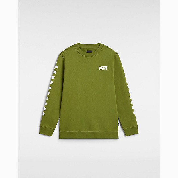 VANS Kids Exposition Check Ii Crew Sweatshirt (8-14 Years) (pesto) Boys Green, Size XL