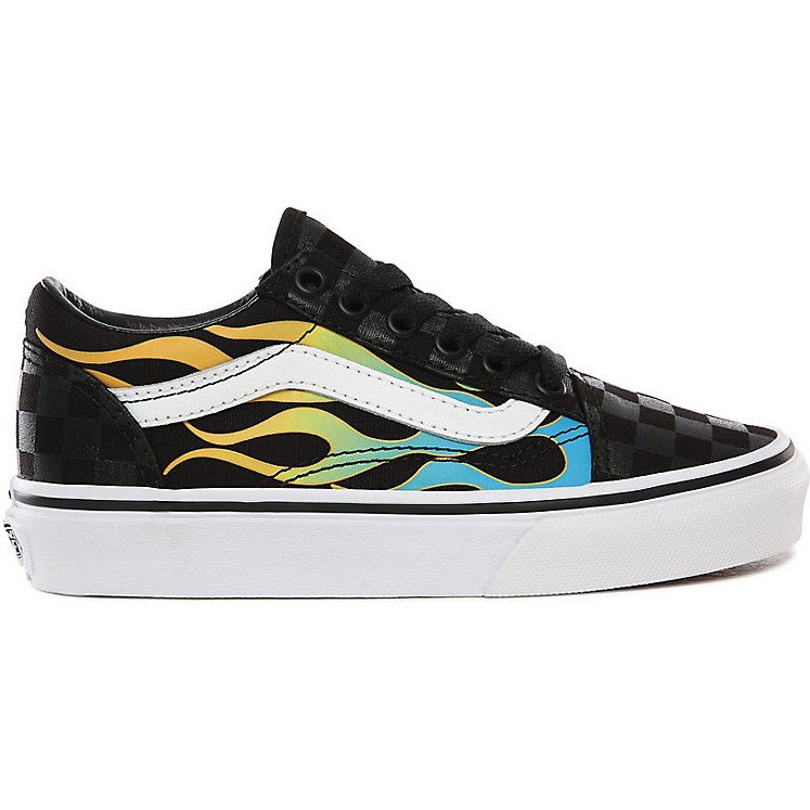 KIDS GLOW FLAME OLD SKOOL SHOES (4-8 YEARS) ((GLOW FLAME) BLACK/TRUE WHITE) MULTICOLOUR