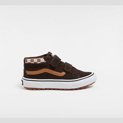 VANS Kids Mte Sk8-mid Reissue Hook And Loop Shoes (4-8 Years) (brown/true Whit) Kids Brown, Size 13