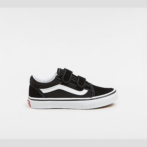 VANS Kids Old Skool Hook And Loop Shoes (4-8 Years) (black/true Whit) Kids Black, Size 13