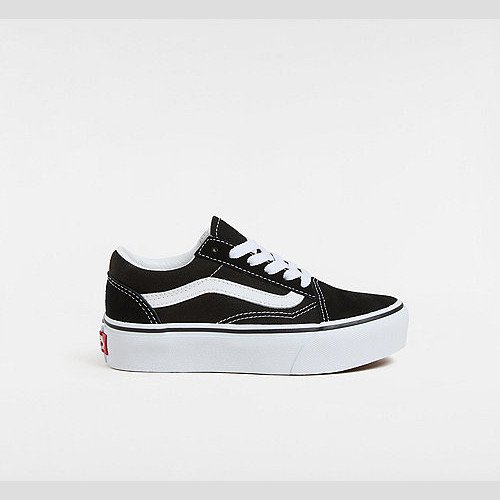 VANS Kids Old Skool Platform Shoes (4-8 Years) (black/true Whit) Kids Black, Size 13