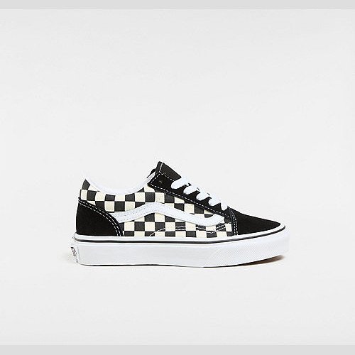 VANS Kids Primary Check Old Skool Shoes (4-8 Years) ((primary Check) Blk/white) Kids , Size 13